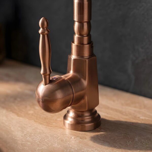 REA Drop Mešalnik za umivalnik Brush Copper High