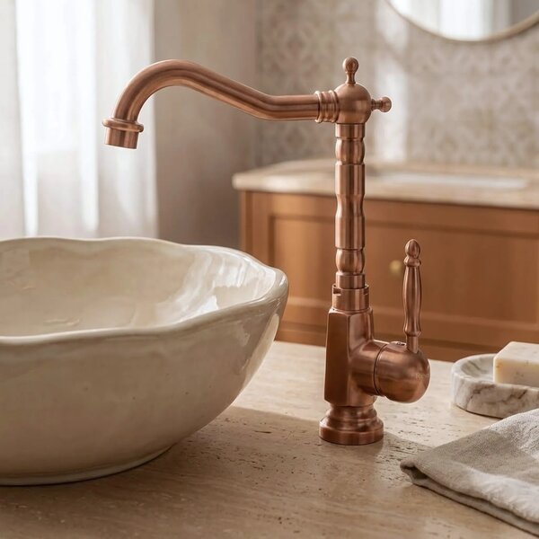 REA Drop Mešalnik za umivalnik Brush Copper High