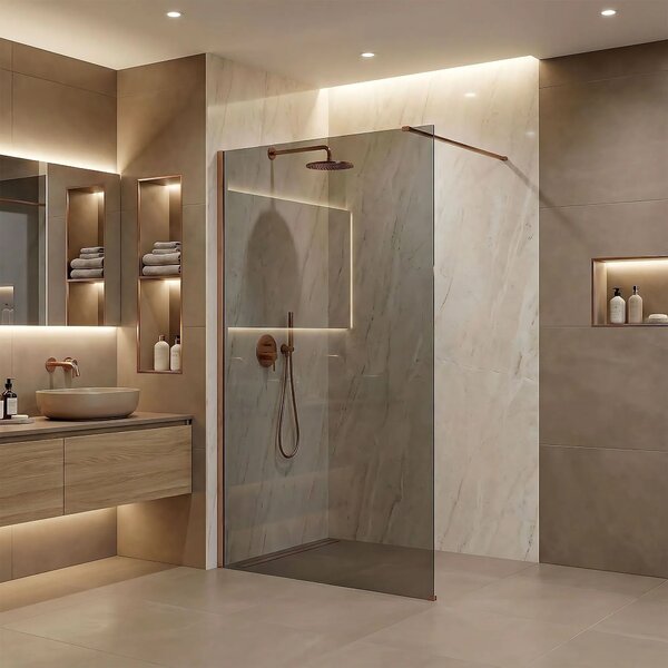 Stena za prhanje Rea Flexi Grey / Brush Copper 110