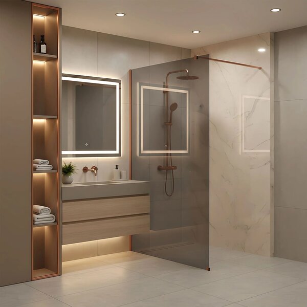 Stena za prhanje Rea Flexi Grey / Brush Copper 100