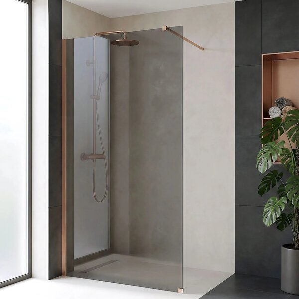 Stena za prhanje Rea Flexi Grey / Brush Copper 100