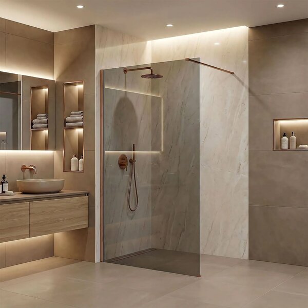 Stena za prhanje Rea Flexi Grey / Brush Copper 120