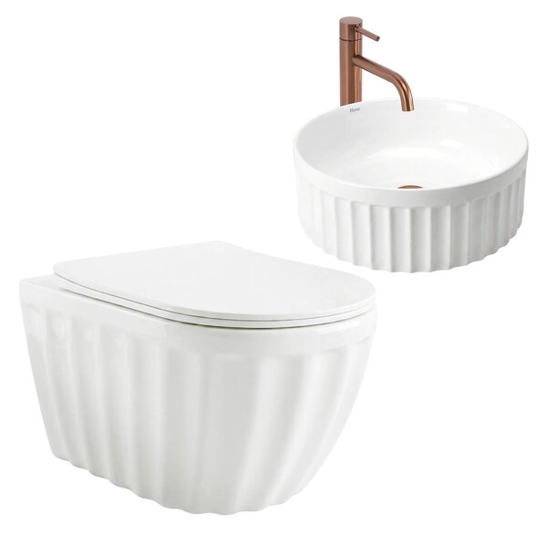 Set: Viseča WC školjka + Nadpultni umivalnik Rea Duo White