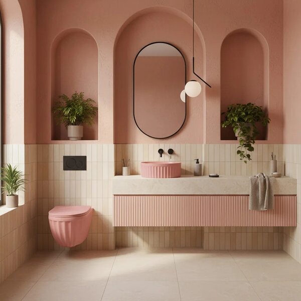 Umivalnik na podstavku Rea DUO Sweet Pink Matt