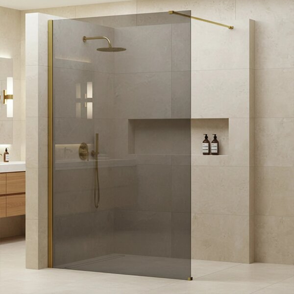 Stena za prhanje Rea Flexi Grey / Gold 80