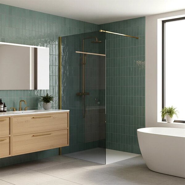 Stena za prhanje Rea Flexi Grey / Gold 80