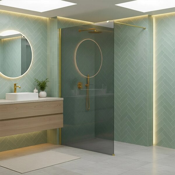 Stena za prhanje Rea Flexi Grey / Gold 100