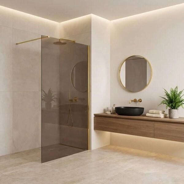 Stena za prhanje Rea Flexi Brown / Gold 130
