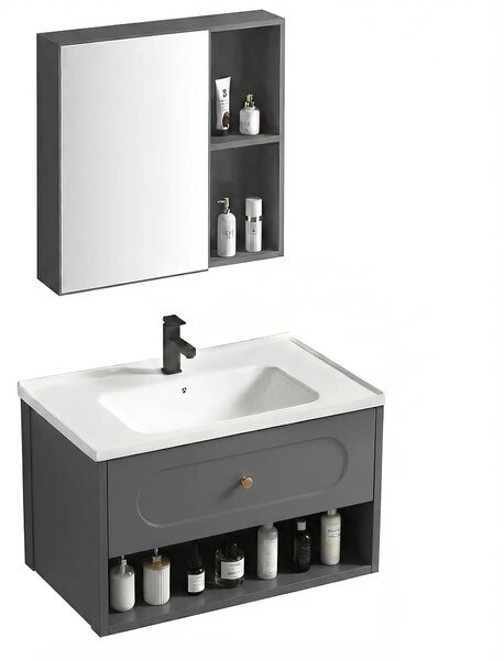 Komplet kopalniškega pohištva z umivalnikom River 60cm Grey