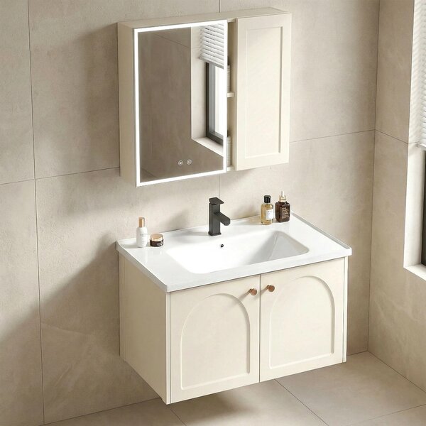 Komplet kopalniškega pohištva z umivalnikom Denver 60cm Creme