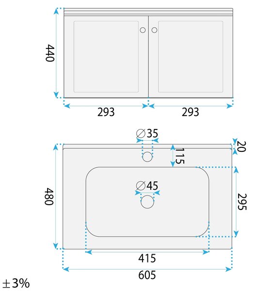 Komplet kopalniškega pohištva z umivalnikom Monti 60cm Grey
