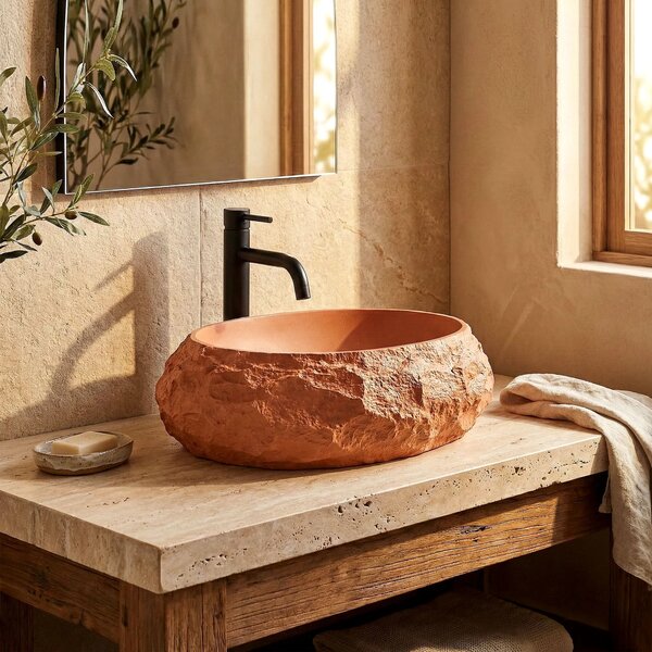 Umivalnik na podstavku Rea Mika Terracotta