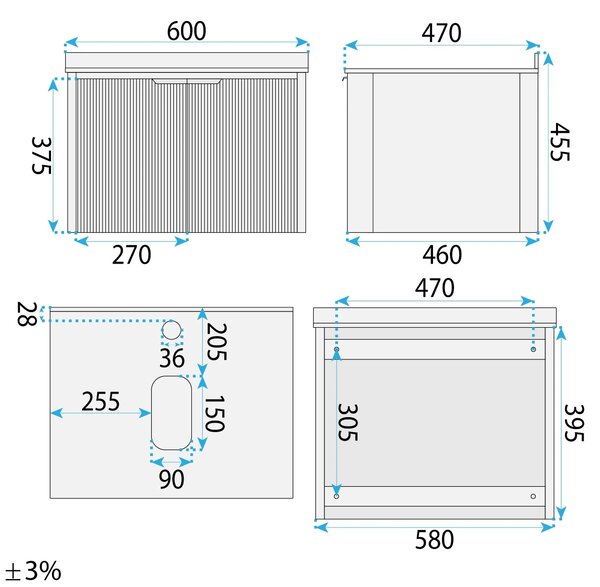 Komplet kopalniškega pohištva s pultom Marti 60cm Grey