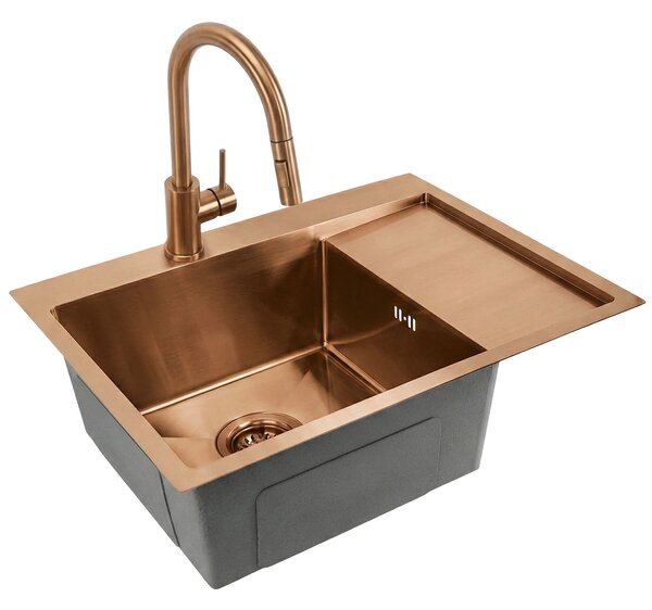 Jekleno pomivalno korito Fin BRUSH COPPER