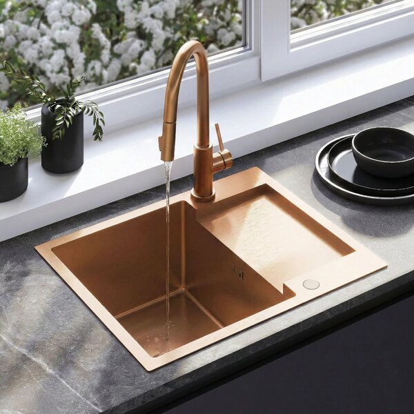 Jekleno pomivalno korito Paul BRUSH COPPER