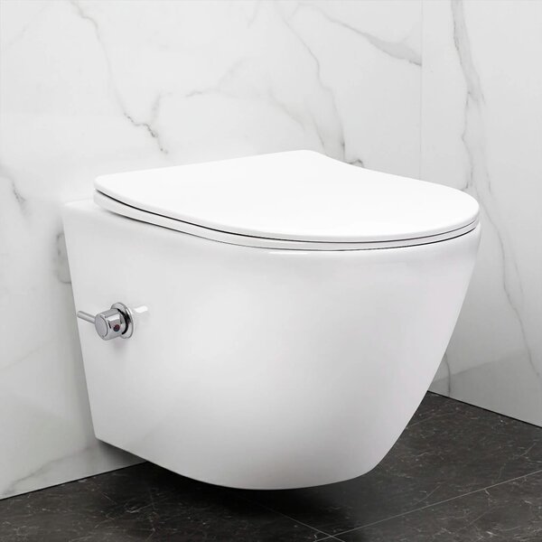 Stenska WC školjka REA Carlo Lux Rimless s funkcijo bideja