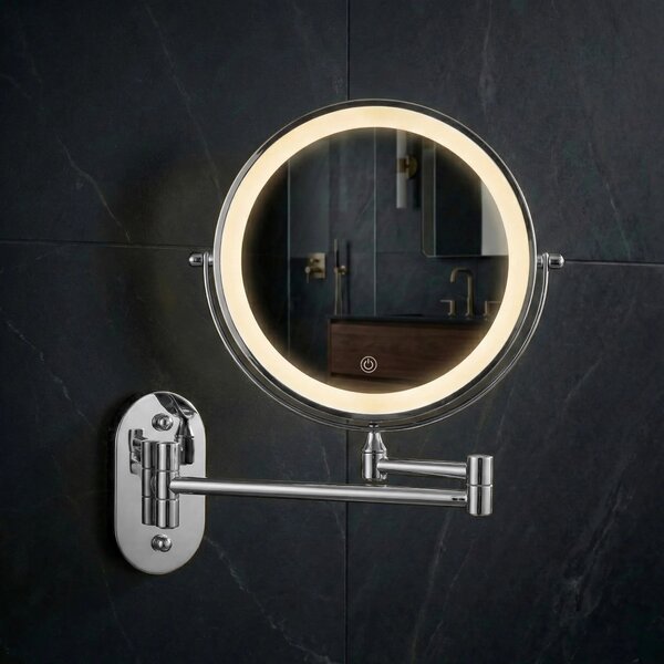 Stensko ogledalo LED Glow Chrome