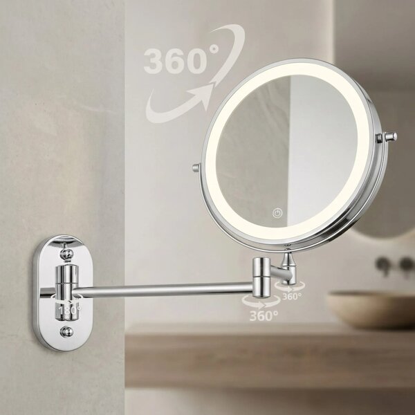 Stensko ogledalo LED Glow Chrome