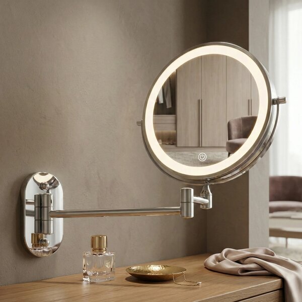 Stensko ogledalo LED Glow Chrome