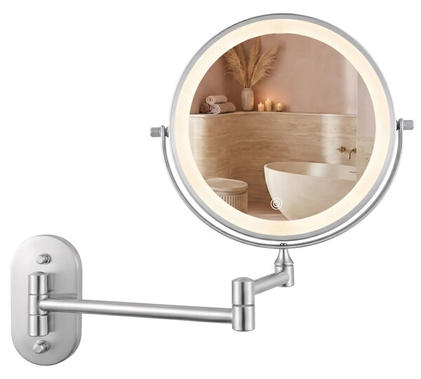 Stensko ogledalo LED Glow Chrome