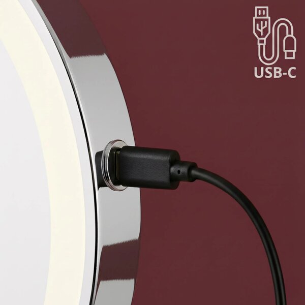 Stensko ogledalo LED Glow Chrome