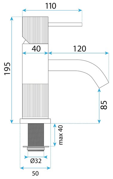 Kopalniški mešalnik Rea Lungo Stripe Brush Nickel Low
