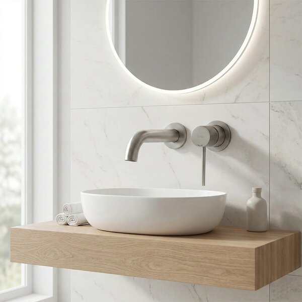 Skrita armatura za umivalnik Rea Lungo Stripe Brush Nickel