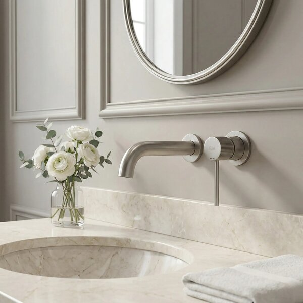 Skrita armatura za umivalnik Rea Lungo Stripe Brush Nickel