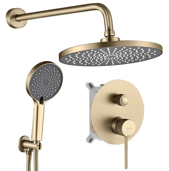 Komplet za tuširanje za vgradnjo Rea Lungo Stripe Gold Brush + BOX
