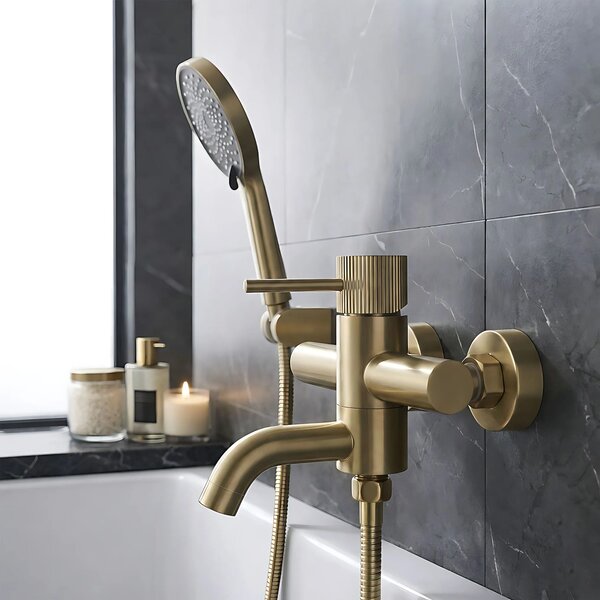 Mešalnik za kopel Rea Lungo Stripe Gold Brush