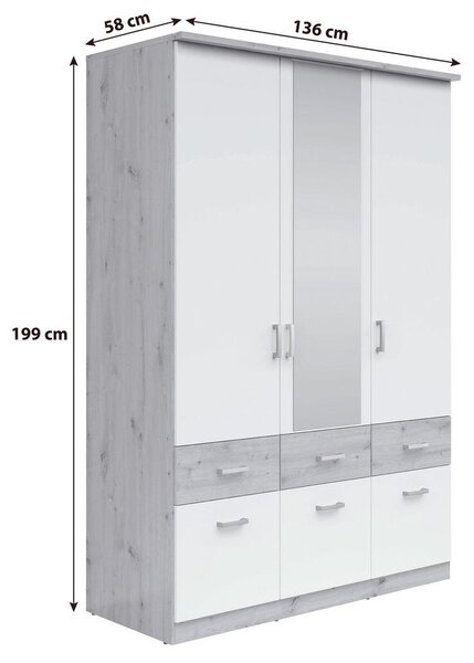 Mömax Omara Za Oblačila Brando, Bela, Hrast, Š. 136 Cm