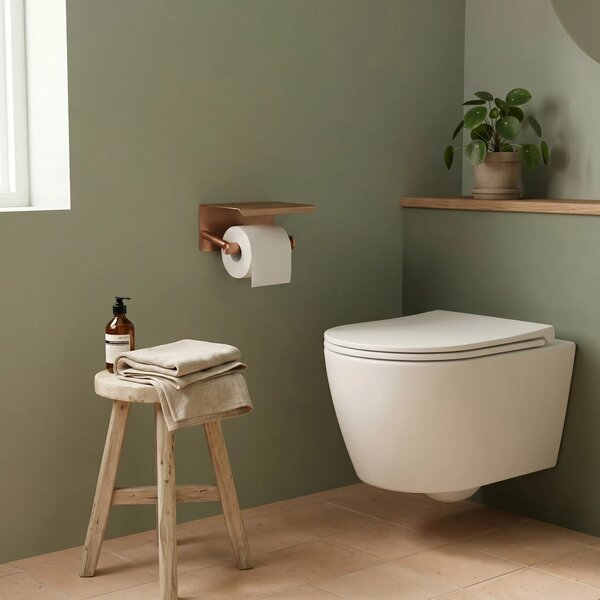 Držalo za toaletni papir s polico 6613 Modern Copper Brush