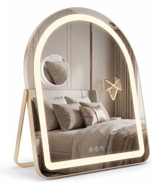 Stensko ogledalo LED GLAM L.Gold 40x45cm