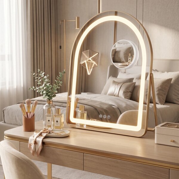 Stensko ogledalo LED GLAM L.Gold 40x45cm