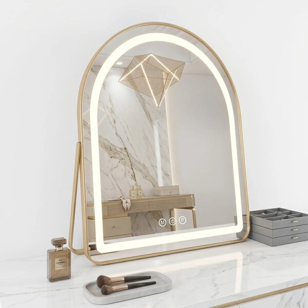 Stensko ogledalo LED GLAM L.Gold 40x45cm