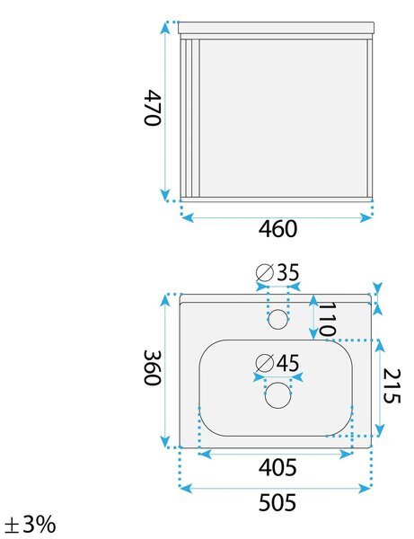 Komplet kopalniškega pohištva z umivalnikom Gama T25023 HHL 50CM
