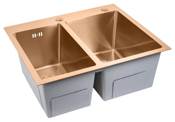 Jekleno pomivalno korito Toby BRUSH COPPER