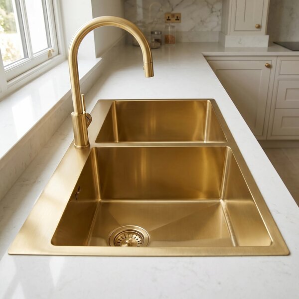 Jekleno pomivalno korito Joel BRUSH GOLD