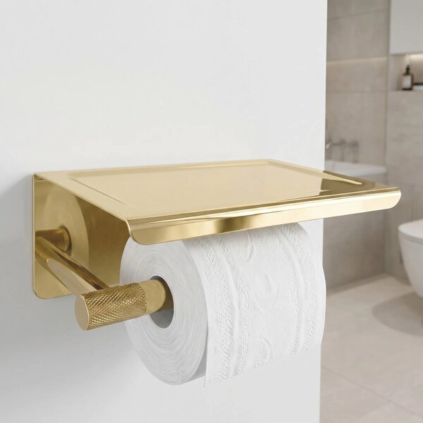 Držalo za toaletni papir s polico 6613 Modern Gold