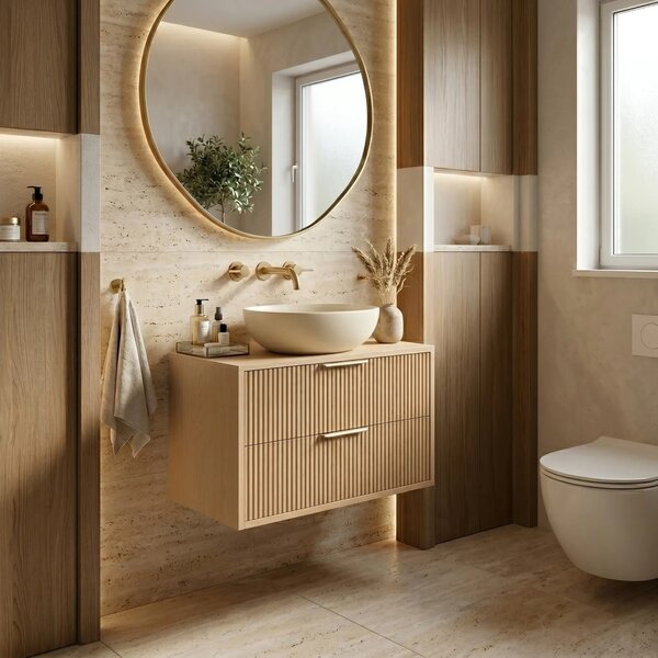 Kopalniška omarica pod umivalnikom Rea Mono 60cm Beige
