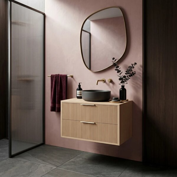 Kopalniška omarica pod umivalnikom Rea Mono 80cm Beige