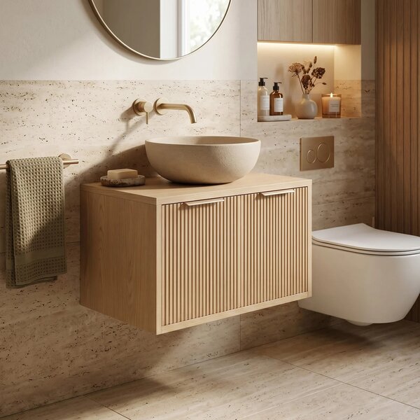 Kopalniška omarica pod umivalnikom Rea Core 60cm Beige