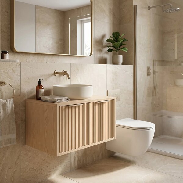 Kopalniška omarica pod umivalnikom Rea Core 60cm Beige