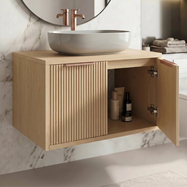 Kopalniška omarica pod umivalnikom Rea Core 80cm Beige