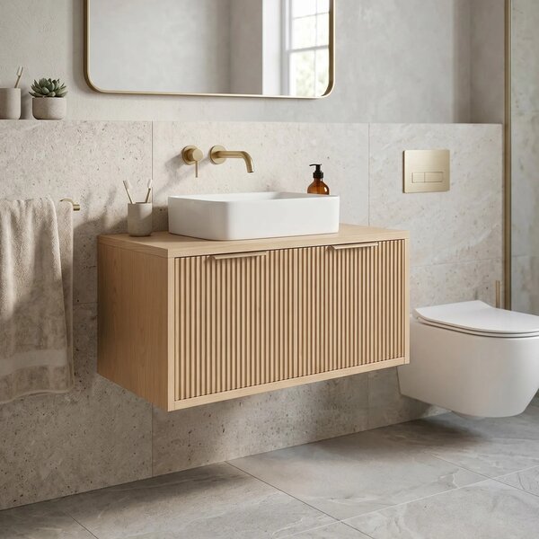 Kopalniška omarica pod umivalnikom Rea Core 80cm Beige