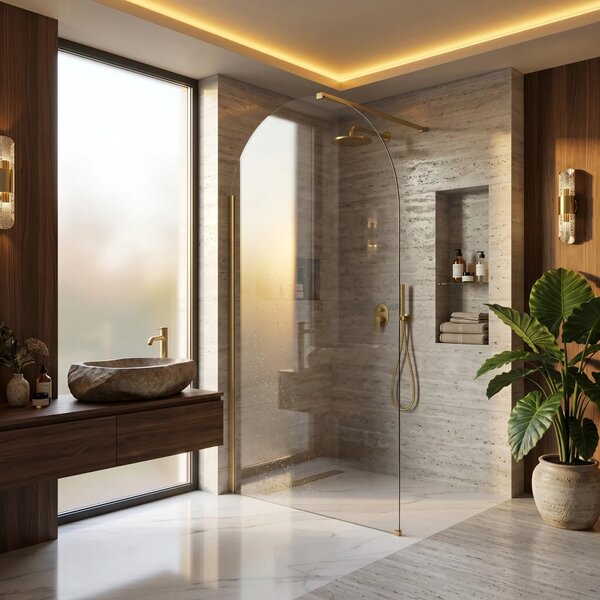 Stena za prhanje Rea Heaven Brush Gold 90
