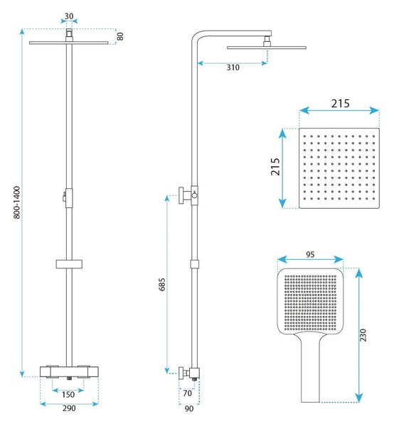 Komplet za prhanje Rea Atrium Brush Gold