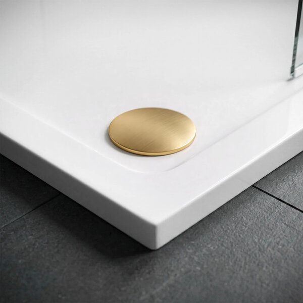 Tuš pladenj Rea Belmond White 80x80 Brush Gold