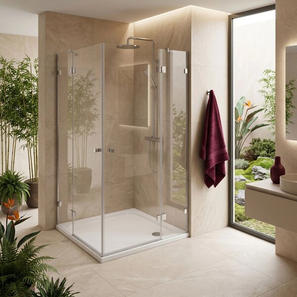 Tuš pladenj Rea Belmond White 80x80 Chrome