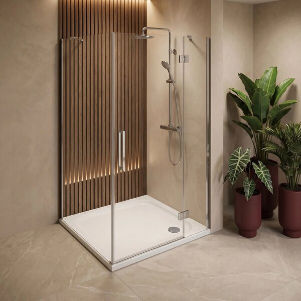 Tuš pladenj Rea Belmond White 80x80 Chrome